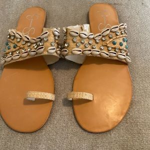 New never worn Jessica Simpson raffia sandals.  So cute and comfortable.